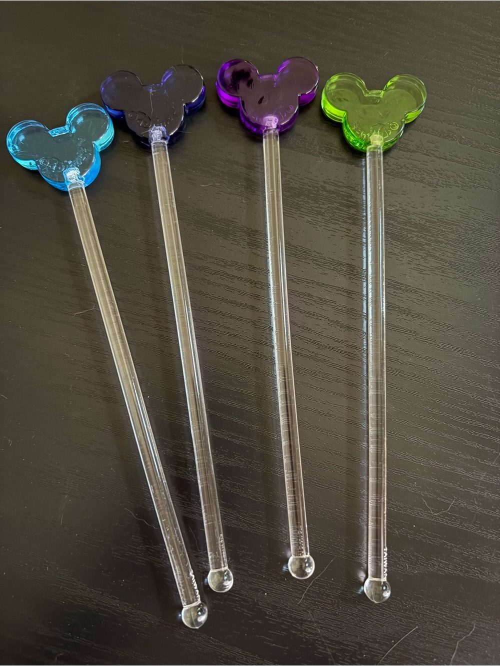Disney Mickey Mouse Head Swizzle Sticks – Set of 4 Beverage Drink Stirrers